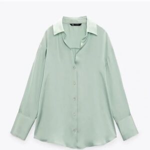 Zara Mint Satin Shirt